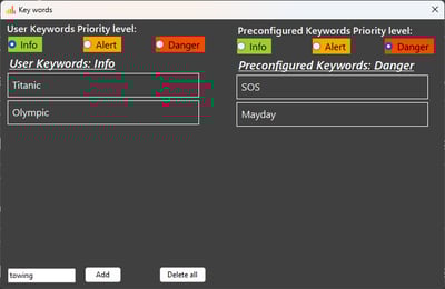 transcription Setting of keywords