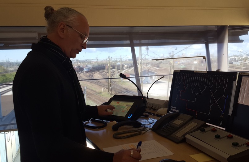 Dispatcher in action at a shunting tower