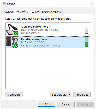 Microphone settings in Windows