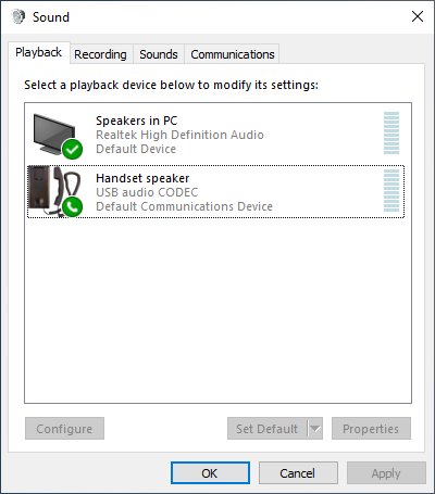 Speaker settings in Windows