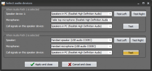 Set up of audio accessories in "Mimer Connections Setup"