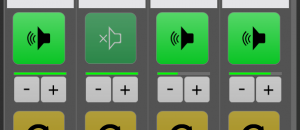 Setting with one speaker button and separate volume controls