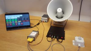 Test setup with PA and ambient microphone