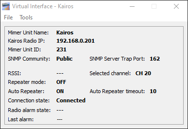 Virtual Network Interface Status page