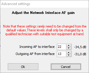 Audio Settings in the Network Interface