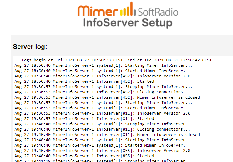 InfoServer loglist