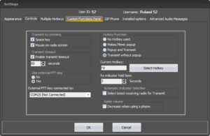 Mimer SoftRadio Settings - Controls